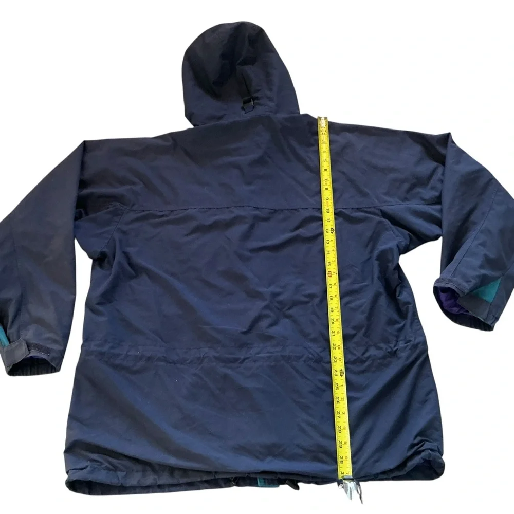 Vintage Patagonia 90s nylon hooded water resistant overcoat lined navy jacket XL